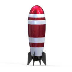 3d Rocket icon on white background, 3d rendering