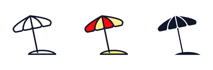 beach umbrella icon symbol template for graphic and web design collection logo vector illustration