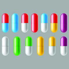 pill on white background. Virus capsule. The medicine. Vector Illustration