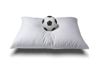 white and soft pillow with a football ball on it