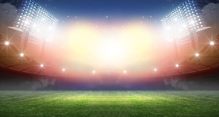 Stadium and spotlights, 3d rendering - 497082194