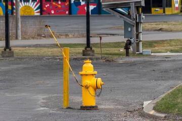 Fototapeta na wymiar Fire Hydrants in Upstate NY are fitted with metal flags that stand up to 4 feet above the ground level so they can be found during heavy Winter Storms and not be missed due to being buried.