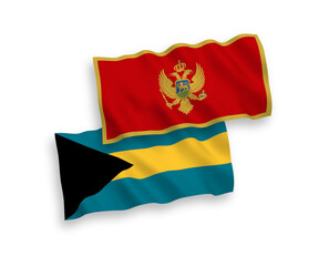 Flags of Montenegro and Commonwealth of The Bahamas on a white background