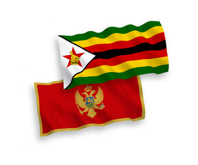 Flags of Montenegro and Zimbabwe on a white background