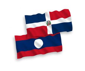 Flags of Dominican Republic and Laos on a white background