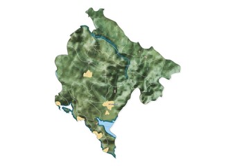 Isolated map of Montenegro with capital, national borders, important cities, rivers,lakes. Detailed map of Montenegro suitable for large size prints and digital editing.