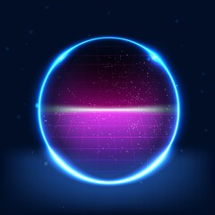 Vector round frame. Shining circle banner.