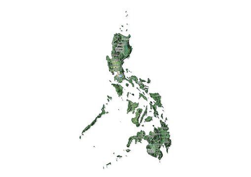 Isolated map of Philippines with capital, national borders, important cities, rivers,lakes. Detailed map of Philippines suitable for large size prints and digital editing.