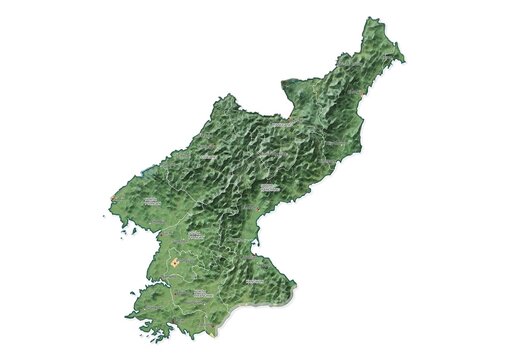 Isolated map of North Korea with capital, national borders, important cities, rivers,lakes. Detailed map of North Korea suitable for large size prints and digital editing.