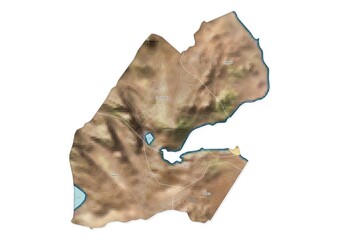 Obraz premium Isolated map of Djibouti with capital, national borders, important cities, rivers,lakes. Detailed map of Djibouti suitable for large size prints and digital editing.