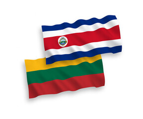 Fototapeta premium Flags of Lithuania and Republic of Costa Rica on a white background