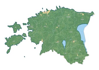 Isolated map of Estonia with capital, national borders, important cities, rivers,lakes. Detailed map of Estonia suitable for large size prints and digital editing.