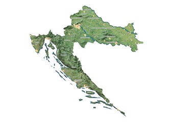 Isolated map of Croatia with capital, national borders, important cities, rivers,lakes. Detailed map of Croatia suitable for large size prints and digital editing.