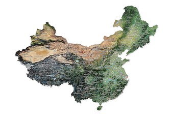Isolated map of China with capital, national borders, important cities, rivers,lakes. Detailed map of China suitable for large size prints and digital editing. - obrazy, fototapety, plakaty