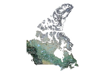 Isolated map of Canada with capital, national borders, important cities, rivers,lakes. Detailed map of Canada suitable for large size prints and digital editing.