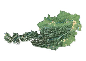 Isolated map of Austria with capital, national borders, important cities, rivers,lakes. Detailed map of Austria suitable for large size prints and digital editing.