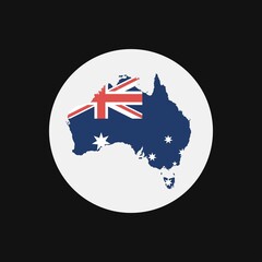 Obraz na płótnie Canvas Australia map silhouette with flag on white background