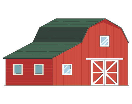 Red wooden barn isolated on the farm