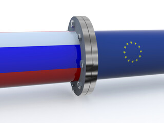gas tubes with russian and euro flag