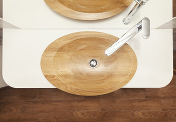 wooden sink in the beathroom