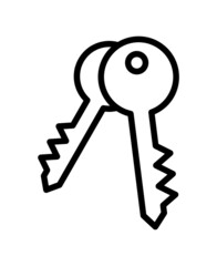 Lock and keys flat line icon. Outline sign for mobile concept and web design, store