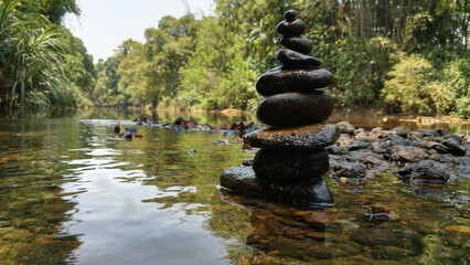 River Rock Tower | Stone cairns, River rock / KURU GAGA / RATHNAPURA, SRI LANKA