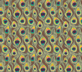 Vintage Retro Style Peacock Feather Pattern