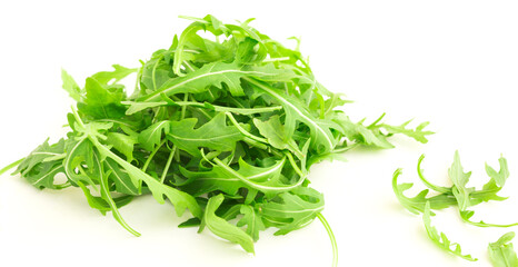 fresh farm arugula on a white background