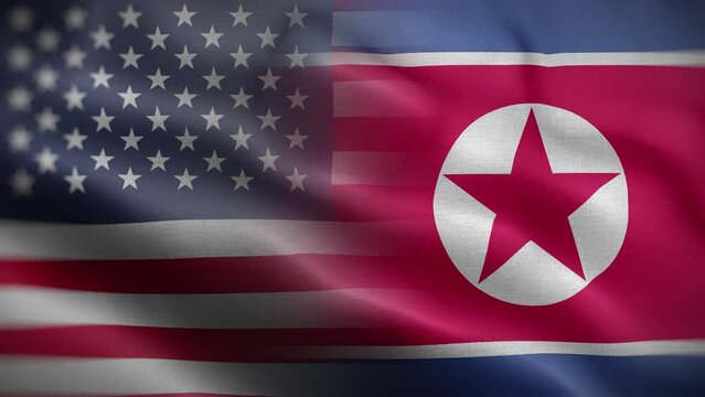 USA North Korea Flag Loop Background 4K
