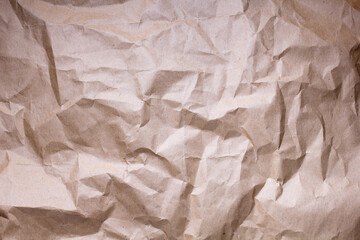 Brown craft paper crumpled texture. Recycled old paper abstract background.