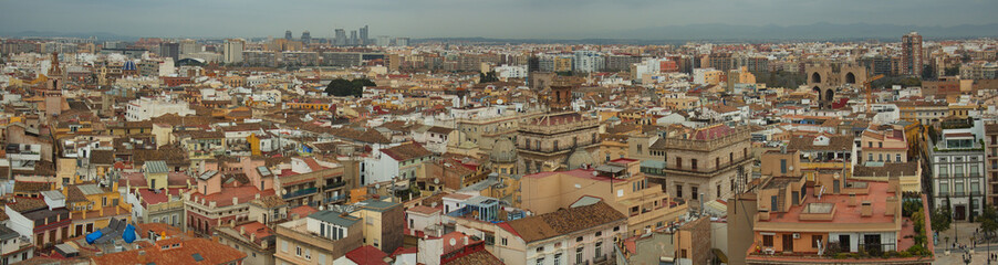 Panoramic view of old town of Valencia from the tower Miguelete of Valencia Cathedral,Spain,Europe
