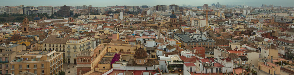 Fototapeta na wymiar Panoramic view of old town of Valencia from the tower Miguelete of Valencia Cathedral,Spain,Europe 