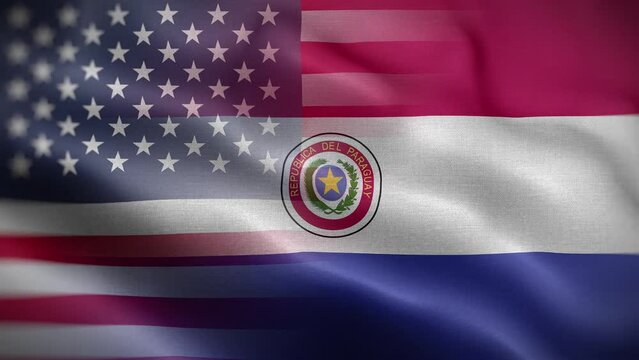 USA Paraguay Flag Loop Background 4K