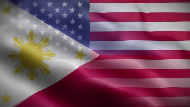 USA Philippines Flag Loop Background 4K