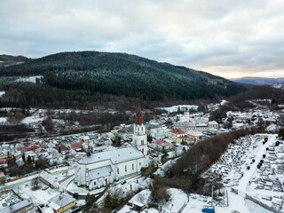 Aerial view of the town of Gelnica in Slovakia