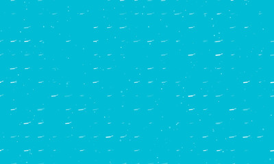 Seamless background pattern of evenly spaced white pan symbols of different sizes and opacity. Vector illustration on cyan background with stars