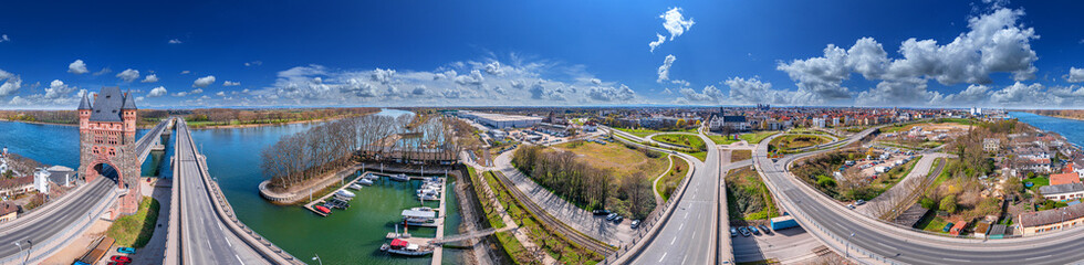 nibelungenbrücke and city of worms 360° aerial