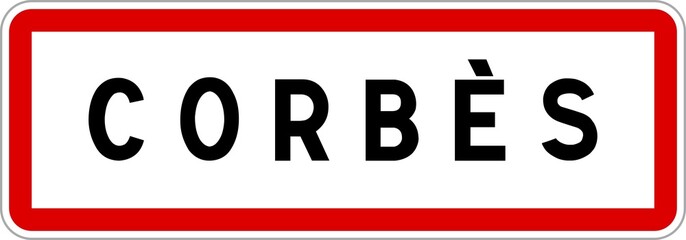 Panneau entrée ville agglomération Corbès / Town entrance sign Corbès