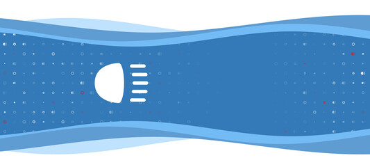 Blue wavy banner with a white headlight symbol on the left. On the background there are small white shapes, some are highlighted in red. There is an empty space for text on the right side