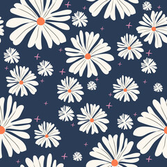 Cutie hippie daisy seamless pattern. Floral background.