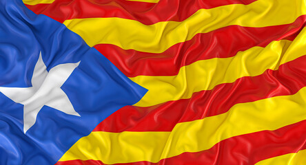 catalonia flag blowing in the wind. - obrazy, fototapety, plakaty
