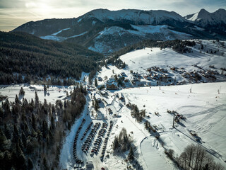 Aerial view of Bachledova dolina in the village of Zdiar in Slovakia © Peter