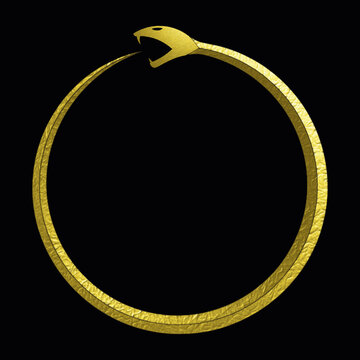 Ouroboros Infinity Symbol Golden 3D