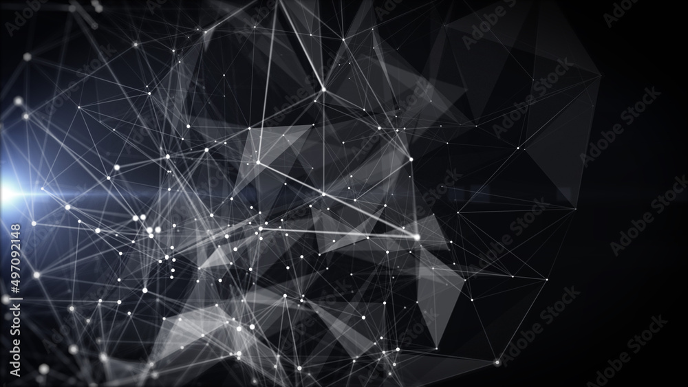 Aufkleber Abstract White Digital Plexus Polygon Geometric Shape Data Communication Copy Space for Text Illustration Background.