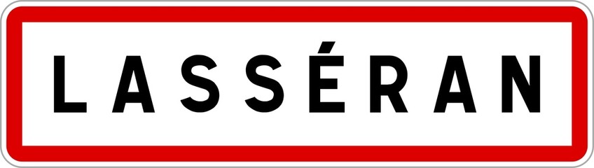 Panneau entrée ville agglomération Lasséran / Town entrance sign Lasséran
