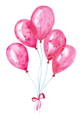Watercolor balloons. Colored balloons for holiday cards