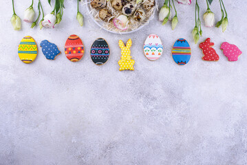 Easter cookies in shape of eggs and bunny