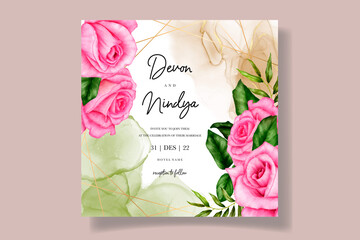 Elegant watercolor floral wedding invitation card