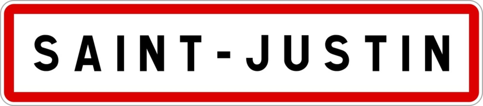 Panneau entr&eacute;e ville agglom&eacute;ration Saint-Justin / Town entrance sign Saint-Justin