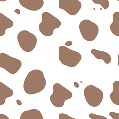 Seamless animal pattern. Cow skin with brown spots. Pockmarked. . Vector illustration.